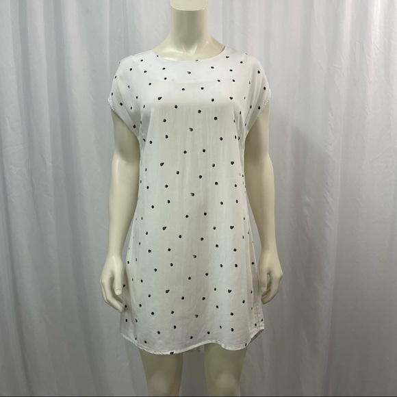 FIG White and Black Polka Dot Shift Dress, Size Small - Picture 1 of 5